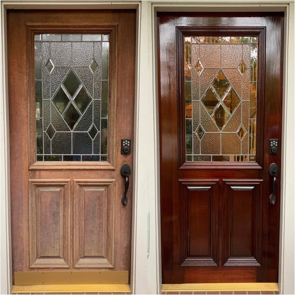 Single Door with Leaded Glass — Before & After