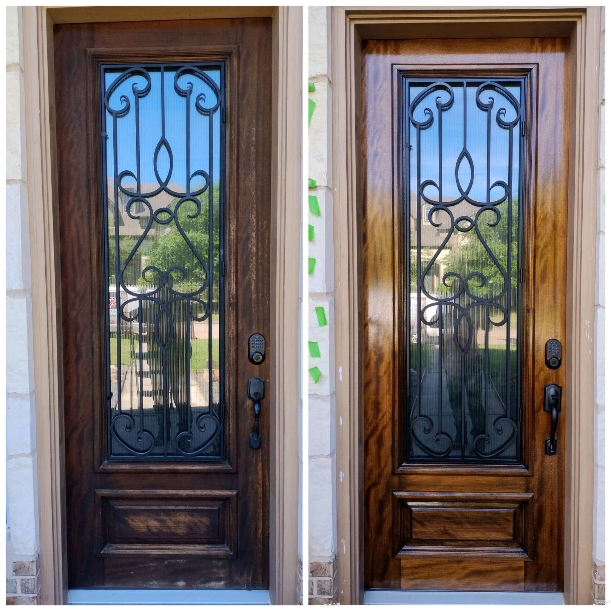 Single Door with Wrought Iron Glass — Before & After