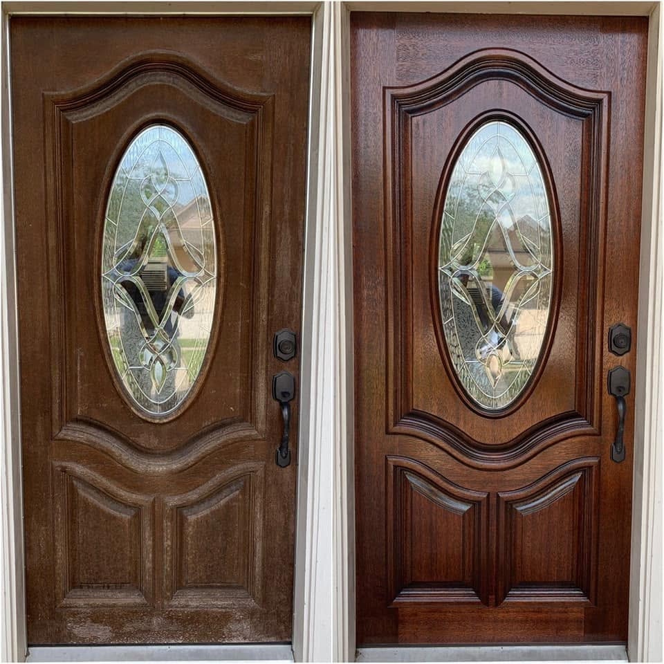 Single Door with Oval Glass — Before & After