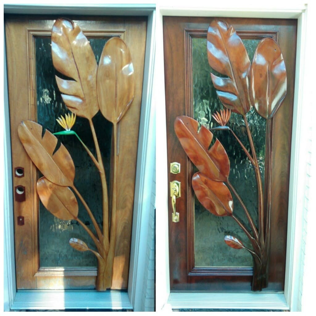 Unique Carved Tropical Door — Before & After